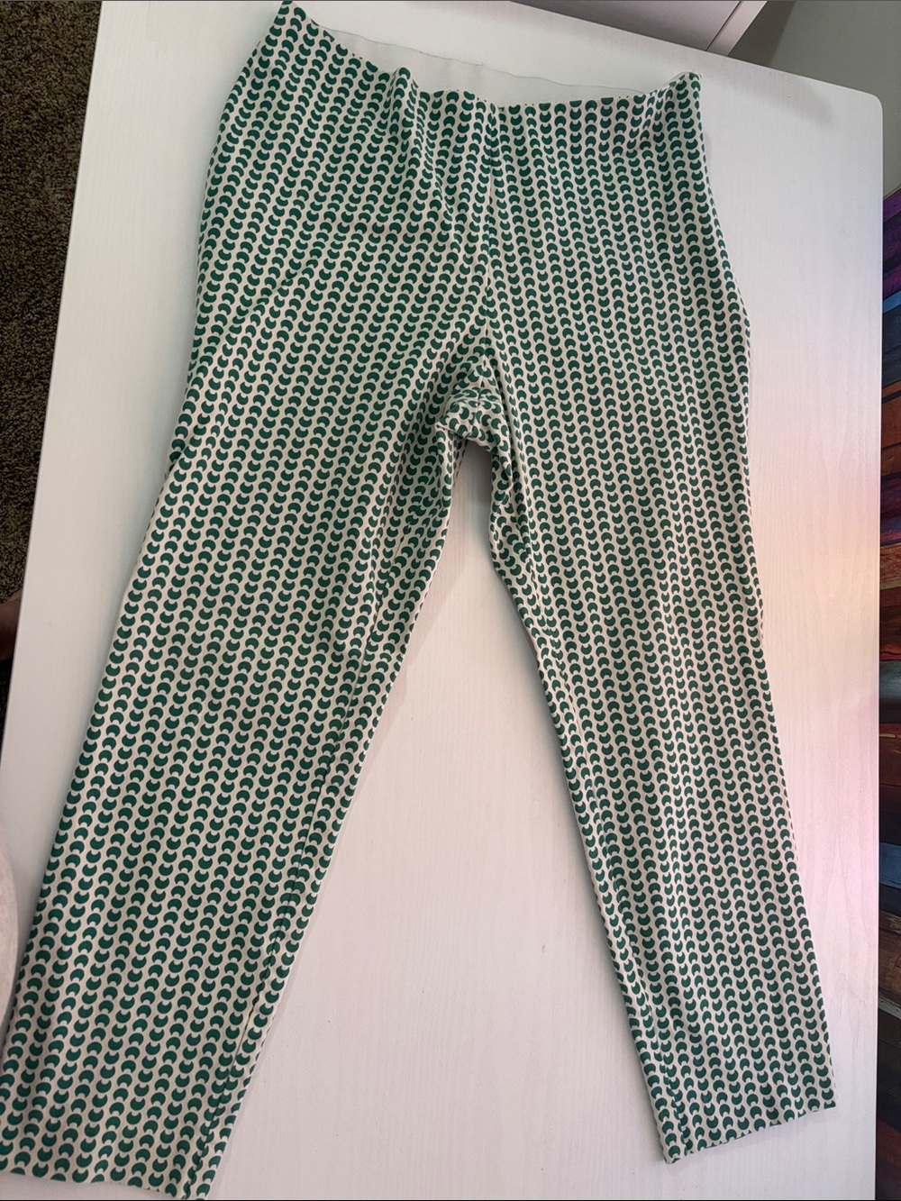 a new day Green & White Patterned Pull-On Ankle Leggings
